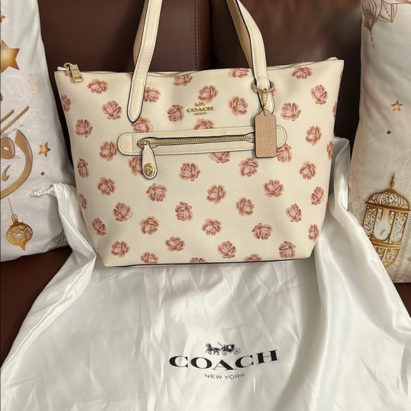 Coach Cream and Pink Floral Tote Bag - Picture 2 of 14